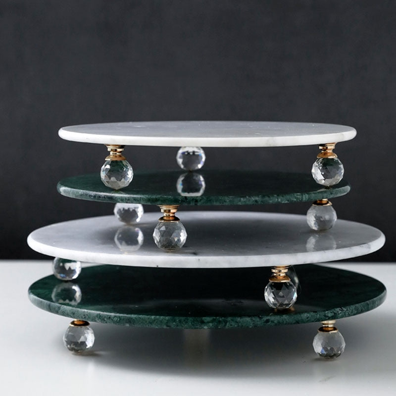 Marble Art-Deco White Green Cheese Tray - Hyggeh