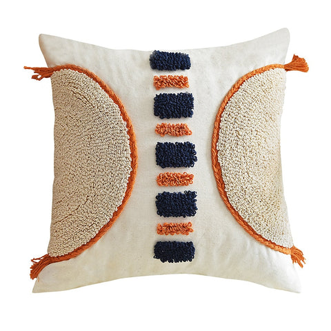 Moroccan Navy Stripe Tufted Cushion Cover - Hyggeh