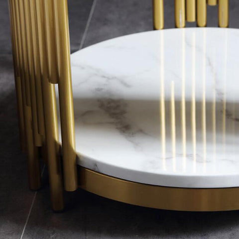 Stainless Steel Gold Marble Top Modern Coffee Table - Hyggeh