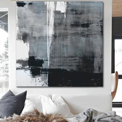 Minimalist Black & White Painting Canvas - Hyggeh