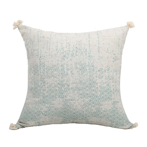 Vintage Linen Green Pillow Cover With Tassels - Hyggeh