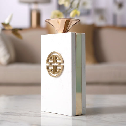 Rectangle Versace White Marble Candle Holder - Hyggeh