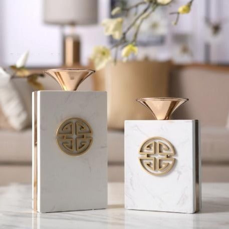 Rectangle Versace White Marble Candle Holder - Hyggeh