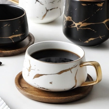 Long Marble Coffee Mugs