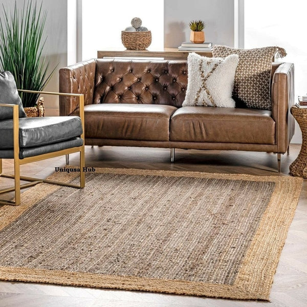 Striped Braided Jute Runner Rug