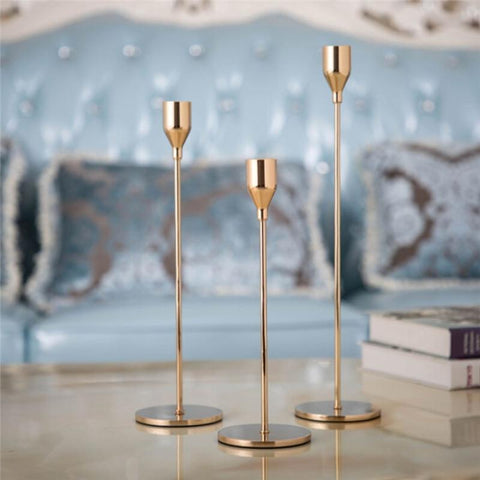MoonVin Simple Hygge Golden Metal Candle Holders - Hyggeh
